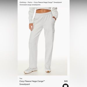 NWT Aritzia Tna Cozy Fleece Mega Cargo™ Sweatpant - Heather Cloud White